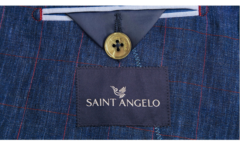 saint angelo/报喜鸟19春夏新款商务休闲男士西服单西亚麻细格纹西服