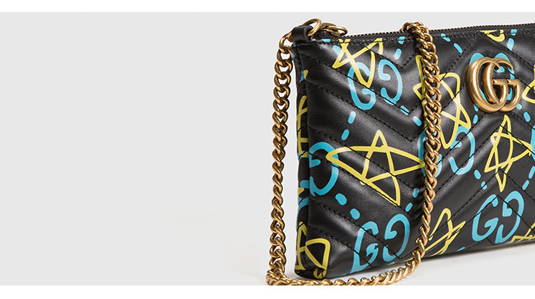 GUCCI\/古驰 Marmont系列GG星星涂鸦绗缝迷你