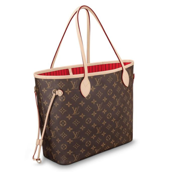 louisvuitton/路易威登neverfullmm号中号子母购物袋老花经典款大红色