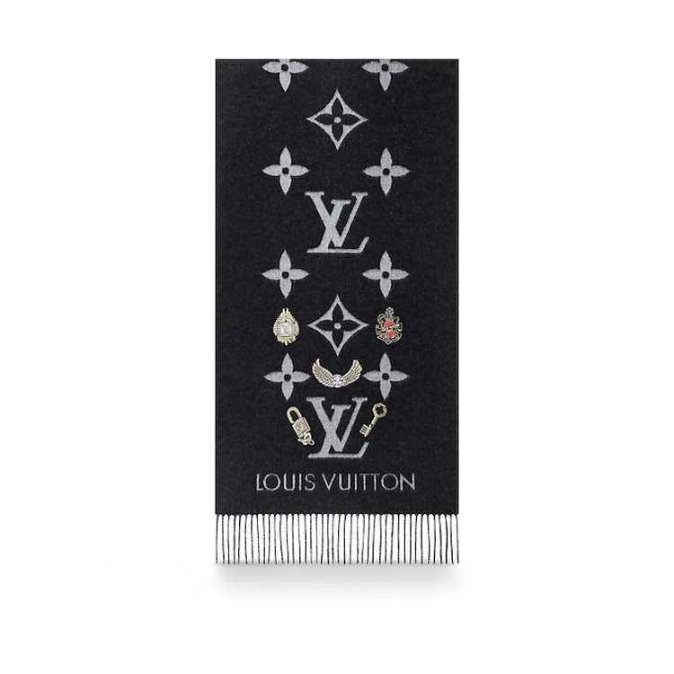 louis vuitton/路易威登 100%羊绒 lvwild reykjavik女士围巾限量徽章