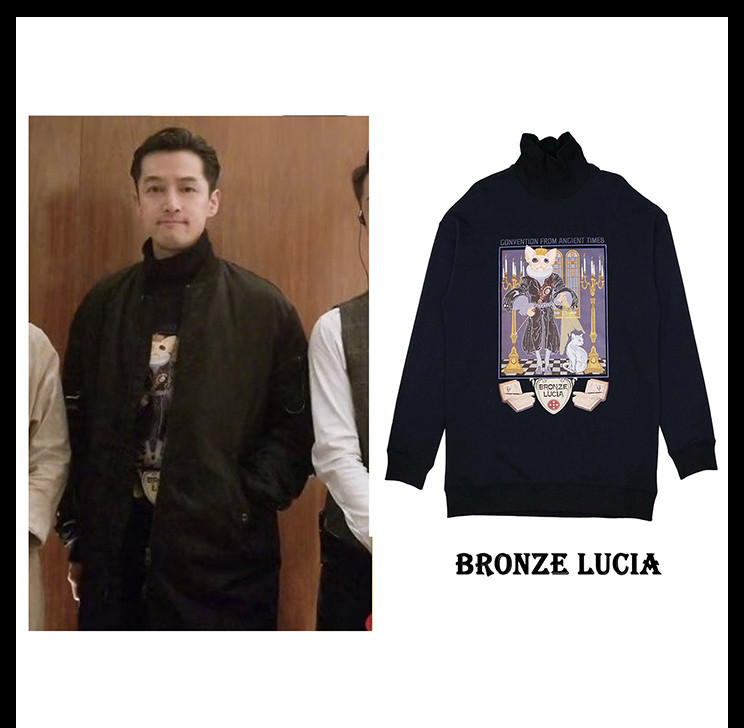 胡歌同款|卫衣品牌:bronze lucia/bronze lucia 洛丽塔高领印花 男女