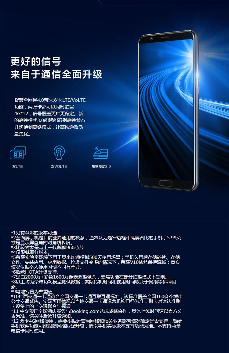 huawei/华为 荣耀 v10 bkl-al20 6 64gb 高配版 全网通4g手机 双卡双