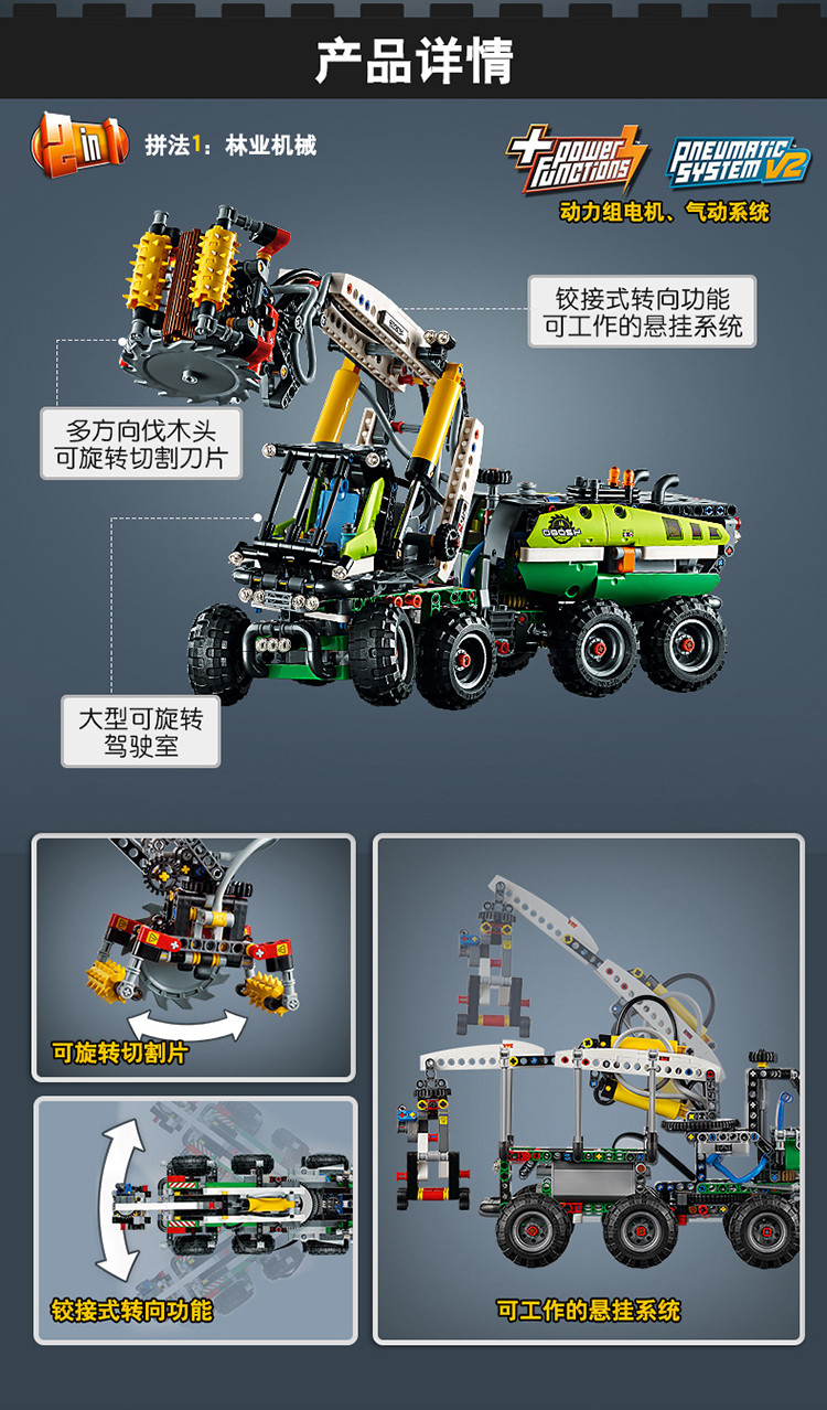 lego/乐高 积木 机械组technic多功能林业机械10岁-16岁 42080 儿童