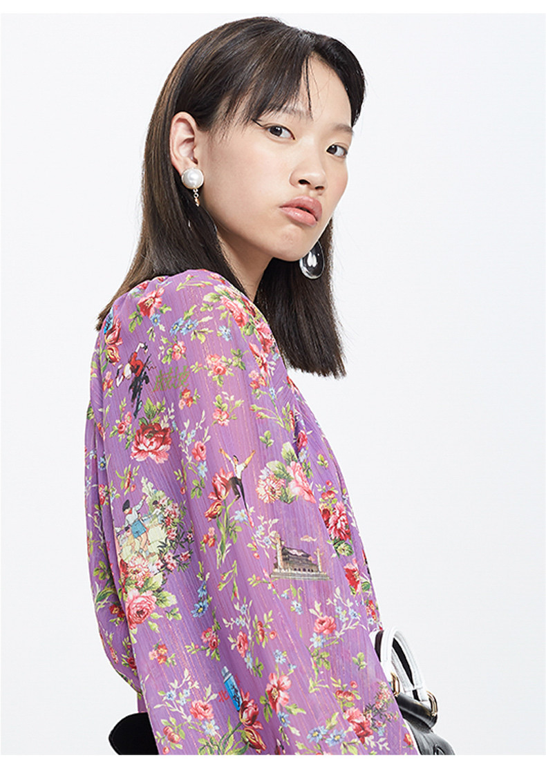 【designerwomenswear】uooyaa/乌丫18秋冬新款专柜正品复古时髦印花