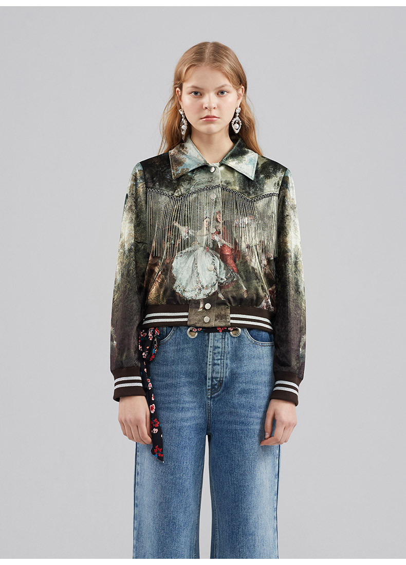 【designerwomenswear】uooyaa/乌丫18秋冬新品专柜正品古典油画丝绒