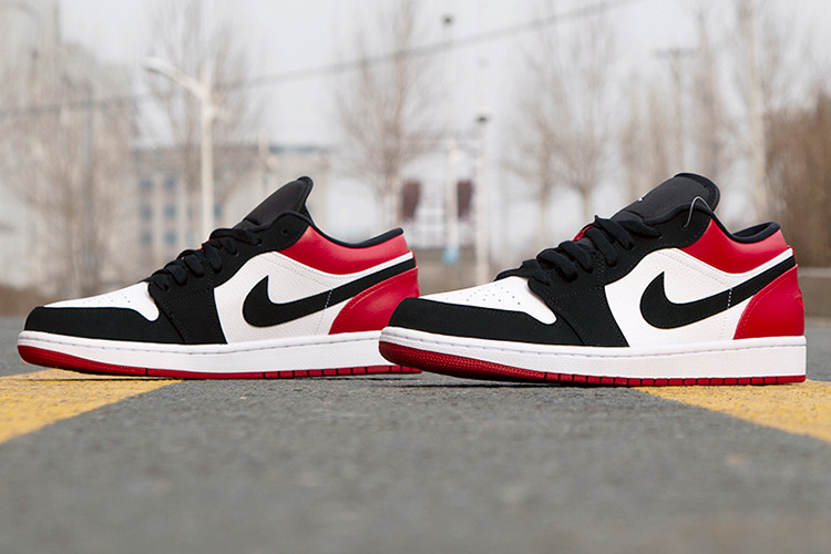 nike 耐克 aj1 情侣款 黑红低帮 nike air jordan 1 low black toe