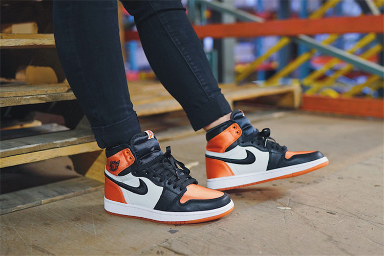 nike/耐克 air jordan 1 aj1 high satin backboard 黑橙丝绸扣碎篮板