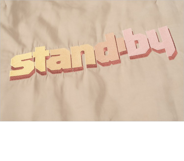 【inxx】stand by 男款卡其色潮牌简约字母刺绣宽松休闲棉服xm8