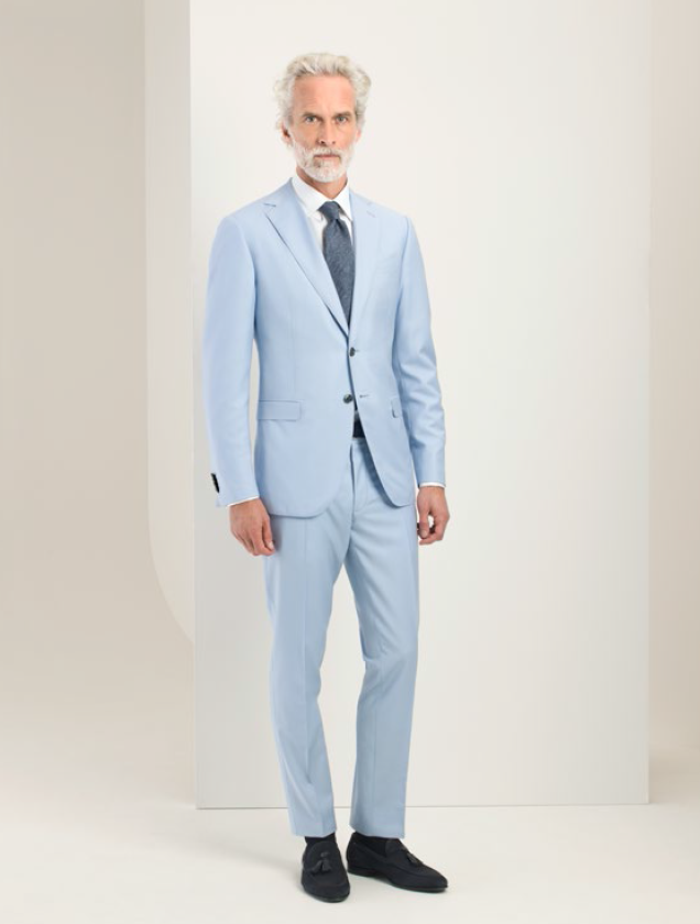 scabal/世家宝【全定制】天蓝色平驳领西服套装 男装定制