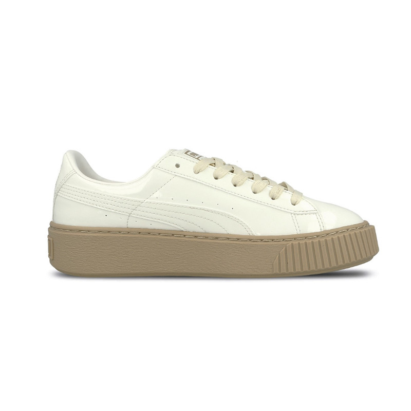 puma basket platform彪马女鞋奶白漆皮松糕鞋 蕾哈娜板鞋363314-05