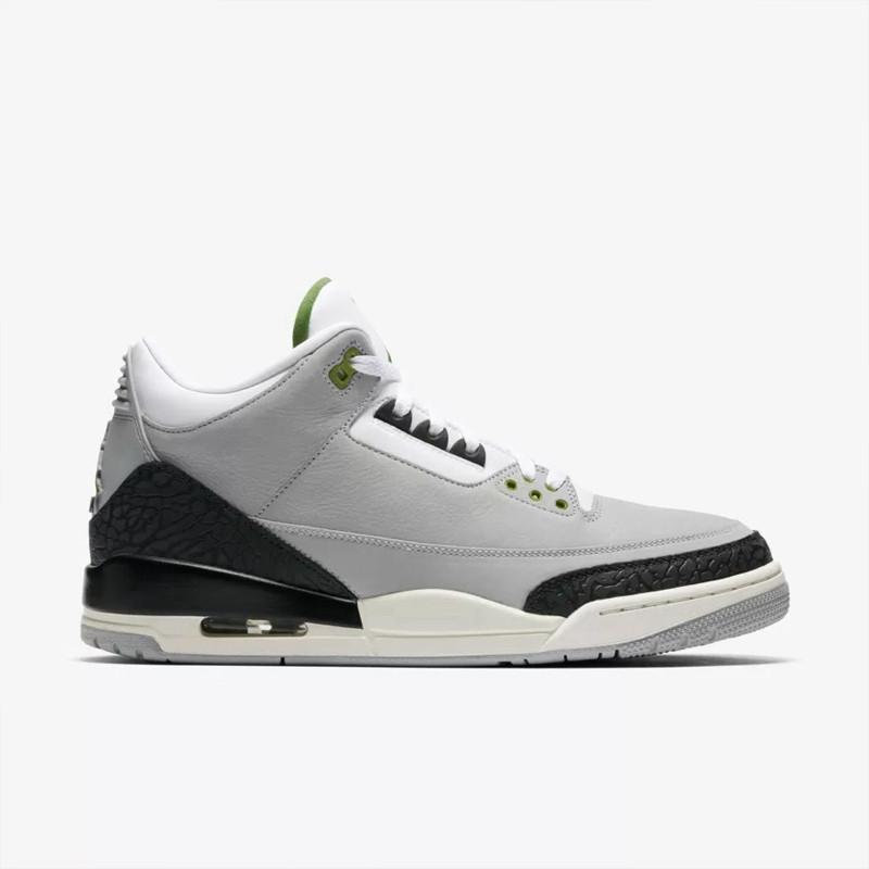 air jordan 3 aj3情侣叶绿素 手稿 灰绿篮球鞋 136064-398614-006