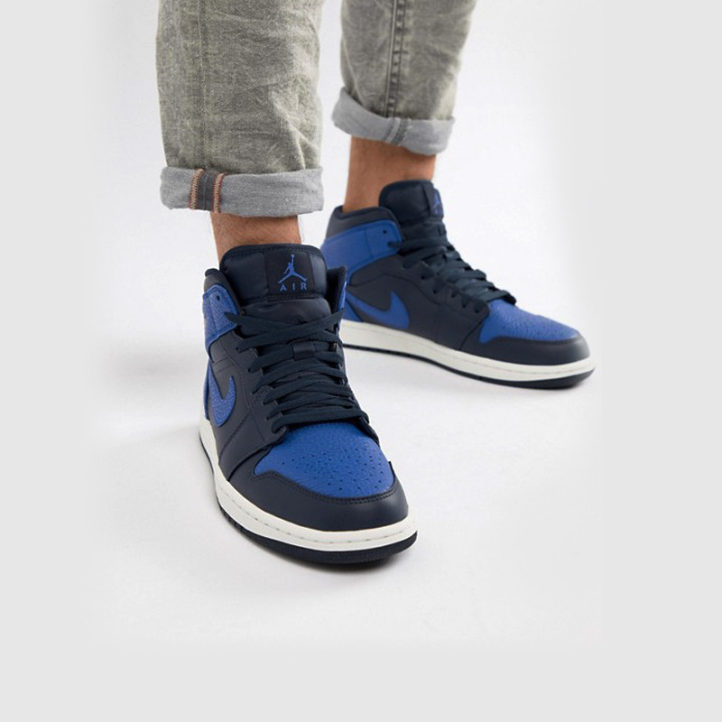 air jordan 1 mid aj1皇家蓝篮球鞋554725-412