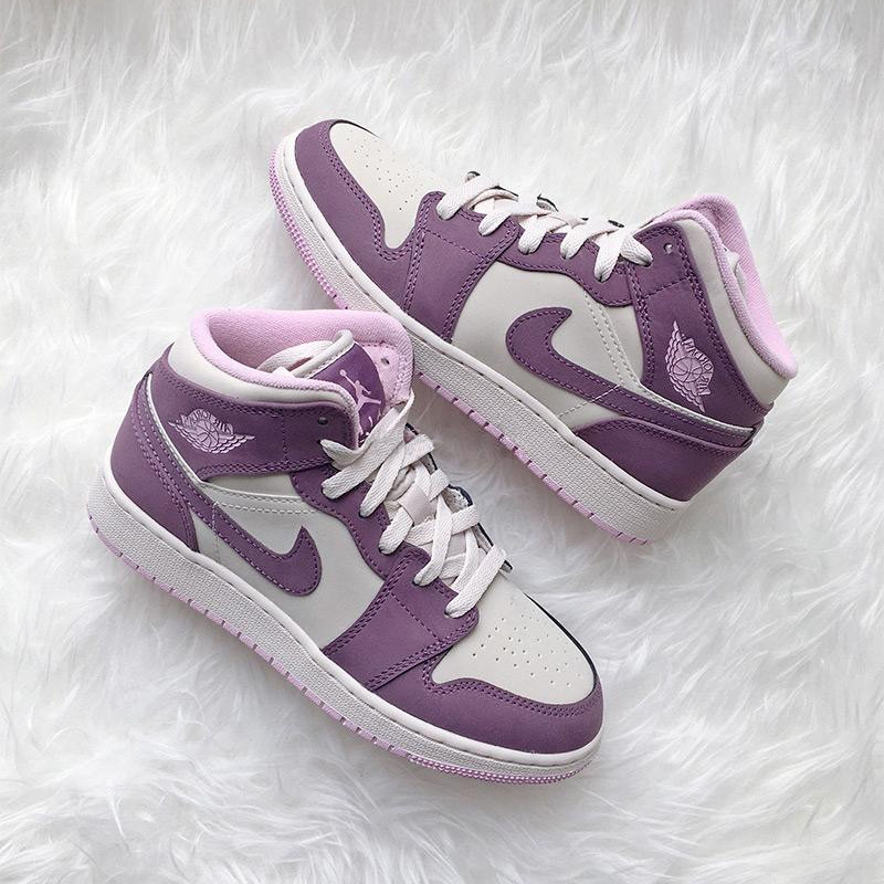 air jordan 1 mid gs aj1 乔一紫葡萄 粉紫女款 555112-500