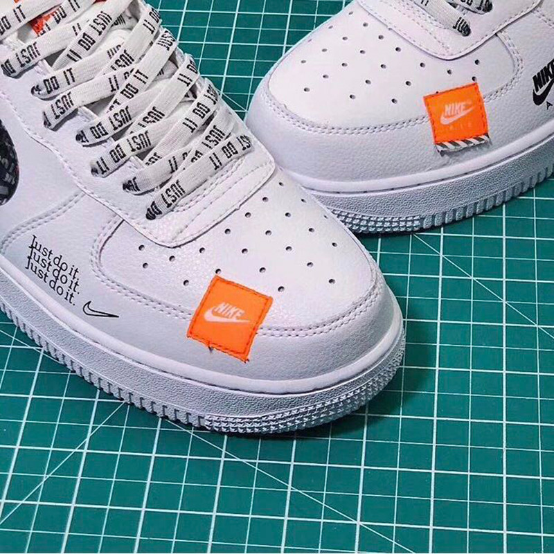 耐克air force 1 just do it联名男女鞋拼接白橙板鞋ao3977-100 ar