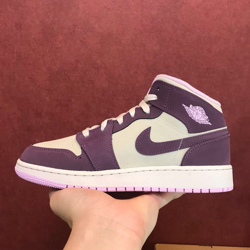 air jordan 1 mid gs aj1 乔一紫葡萄 粉紫女款 555112-500