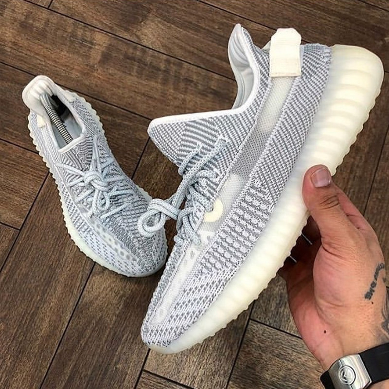 yeezy boost 350 v2 static椰子350侃爷灰白镂空天使 鞋带反光版ef