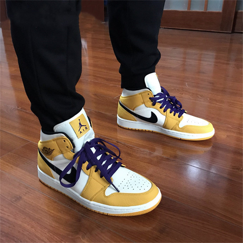 nike air jordan 1 mid lakers aj1白橙紫金湖人男子篮球鞋 852542