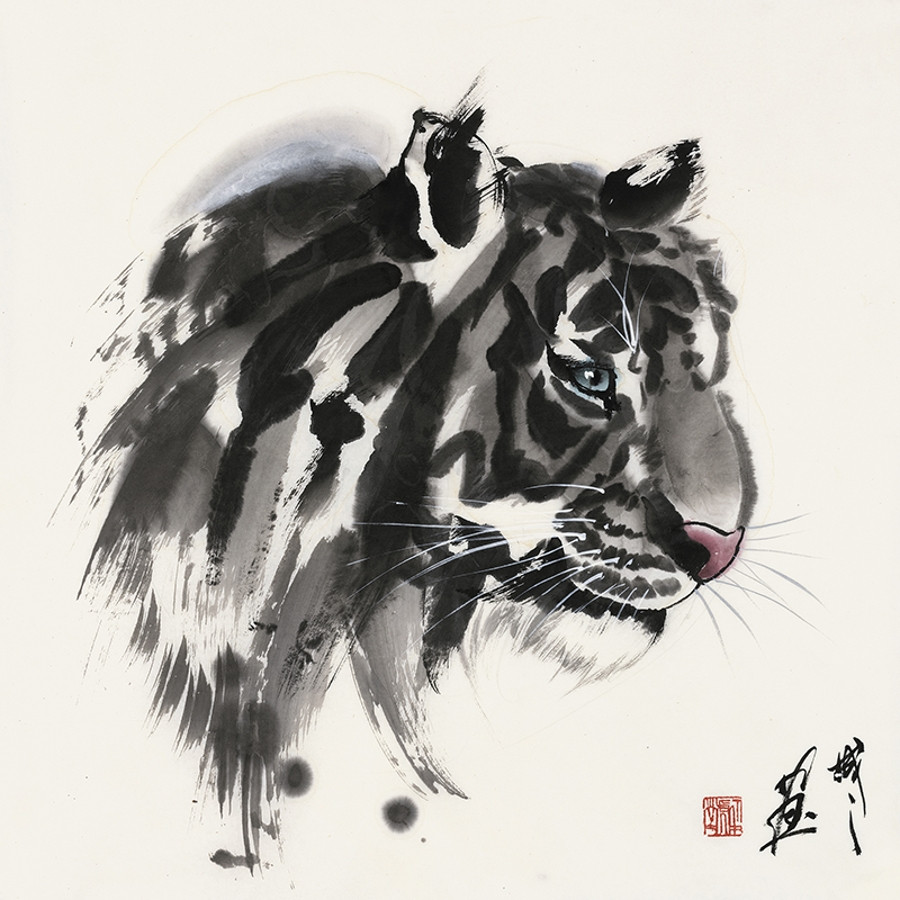 卢成之 《虎》/68x68cm/传统水墨