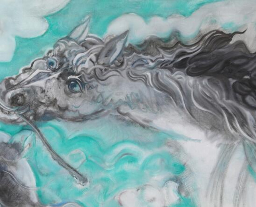 大观画廊 田亮《临渊慕鱼》\/160x100cm\/油画