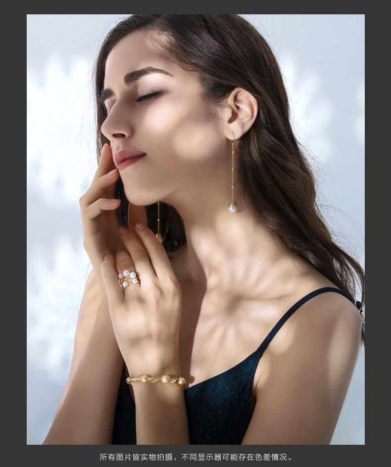 chow tai seng/周大生设界珍珠戒指女黄金时尚au750
