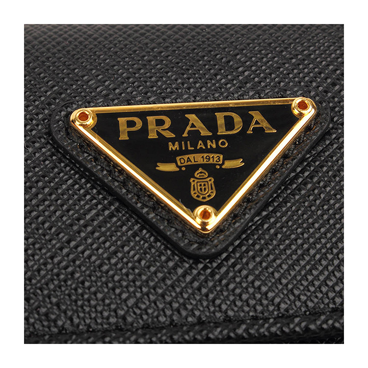 prada/普拉达 三角形logo标黑色牛皮女士长款钱包#1mh133 qhh f0002