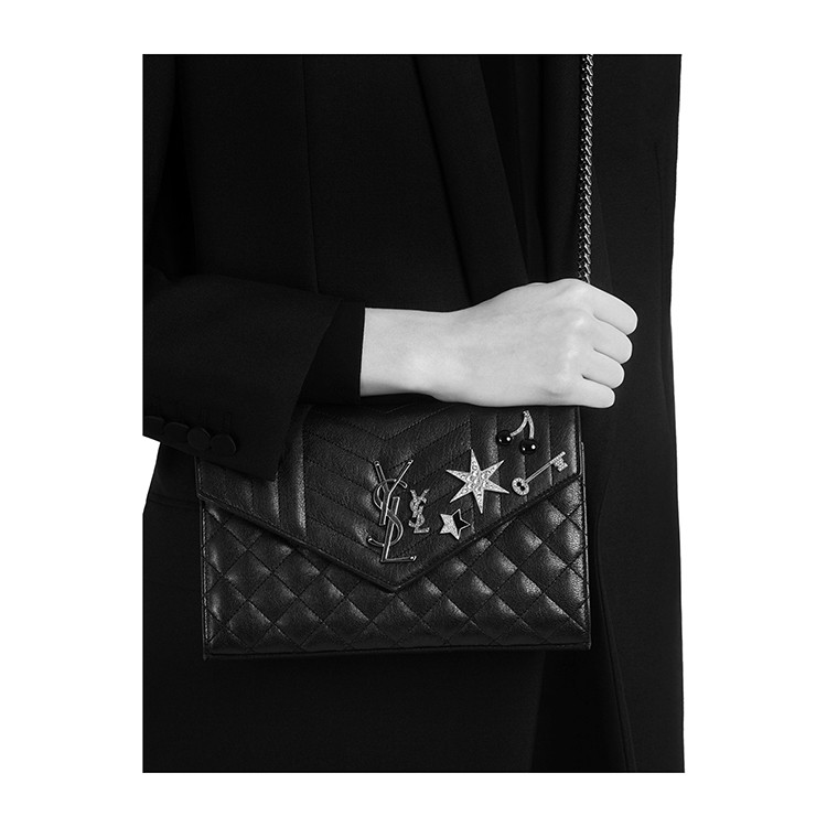 yves saint laurent/圣罗兰 "monogram"星星水晶镶嵌牛皮女士信封单肩