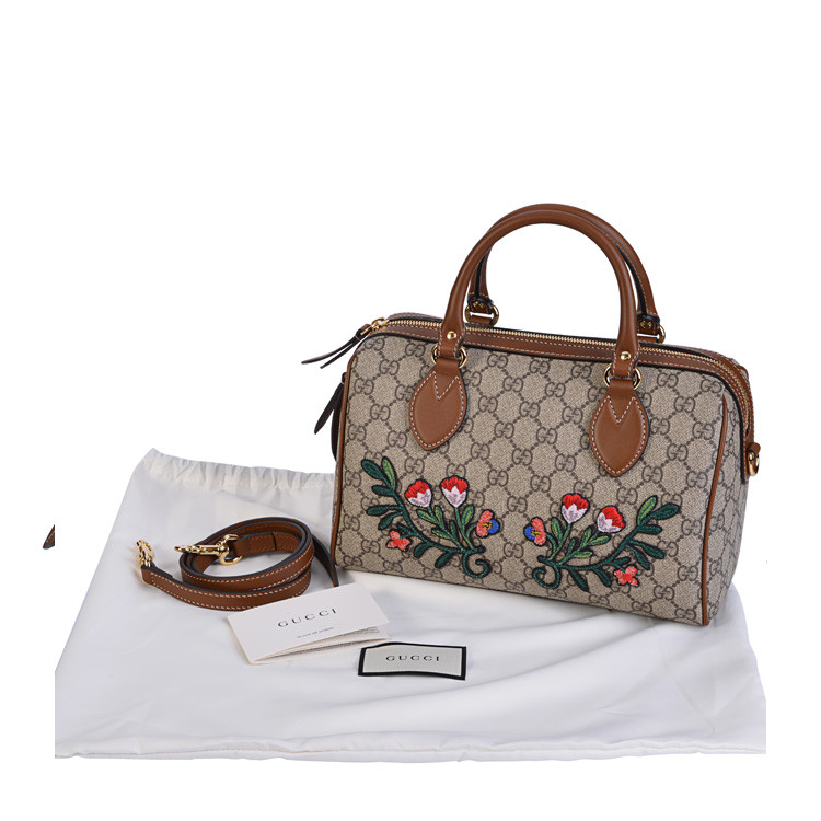gucci花朵系列包包,gucci包 仙女 gucci/古驰 花朵刺绣图案设计pvc/配皮女士两用手提包#409529 k6r3g