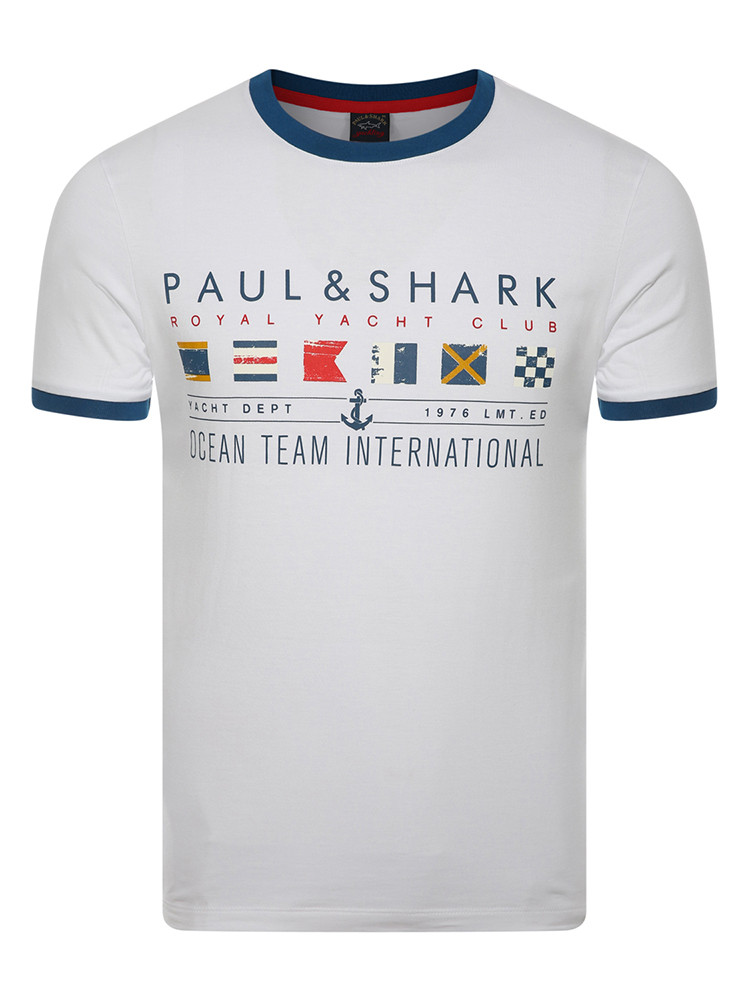 paul&shark/鲨鱼-白色男士短袖t恤 断码