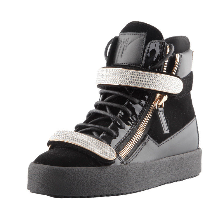 giuseppe zanotti/朱塞佩·萨诺第 黑色 高帮 拉链装饰时尚休闲 女士