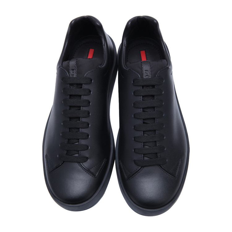 prada(普拉达)黑色鞋带配饰milano低帮系列男士板鞋