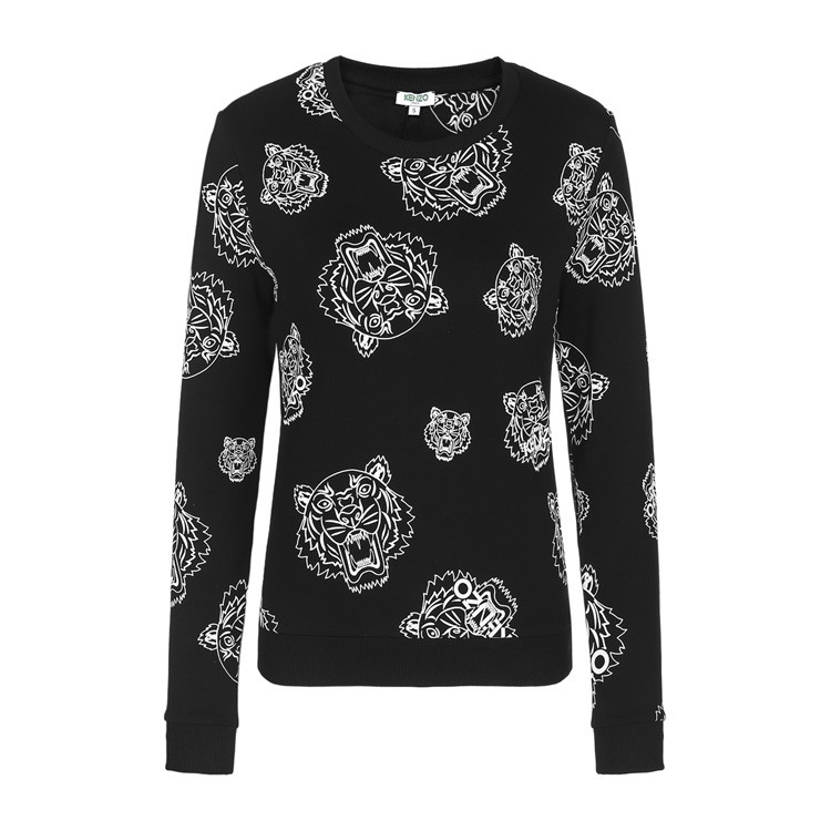 KENZO\/高田贤三纯棉虎头印花图案设计女卫衣