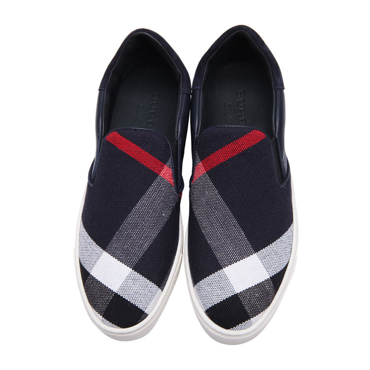 burberry/博柏利混合材质经典格纹元素男士休闲鞋乐福鞋
