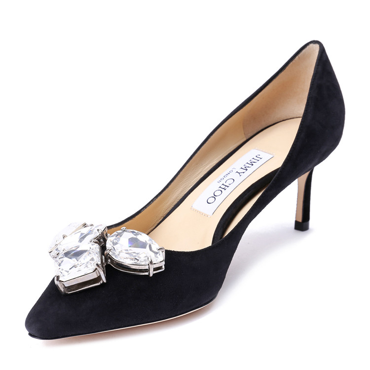 jimmychoo怎么读,jimmychoologo jimmychoo/周仰杰羊皮材质水钻装饰女士高跟鞋 黑色 欧码36 断码