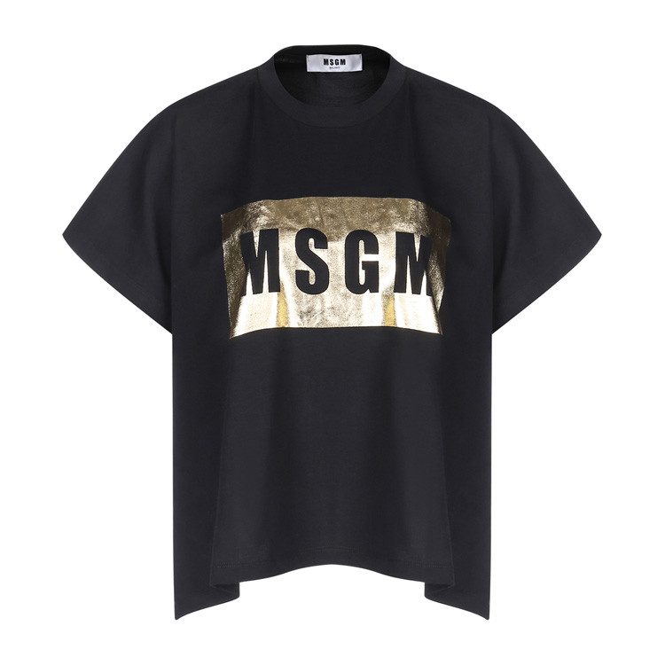 msgm/msgm纯棉镶金logo字母印花女士短袖t恤