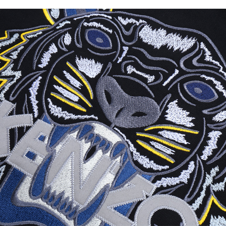 kenzo/高田贤三黑色纯棉刺绣虎头图案头男卫衣