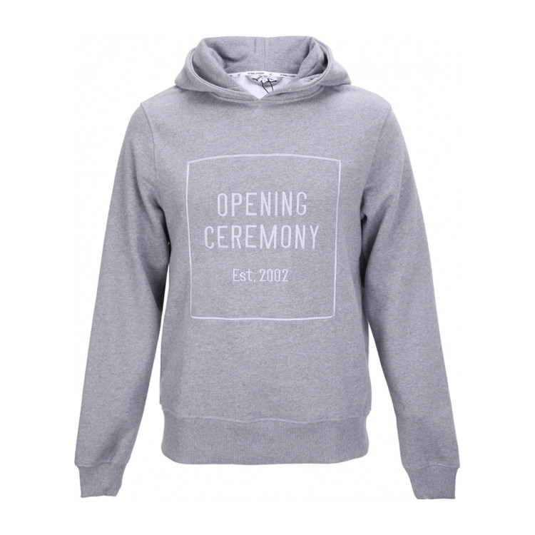 menwear】opening ceremony浅灰色纯棉刺绣连帽男士卫衣[品牌:opening