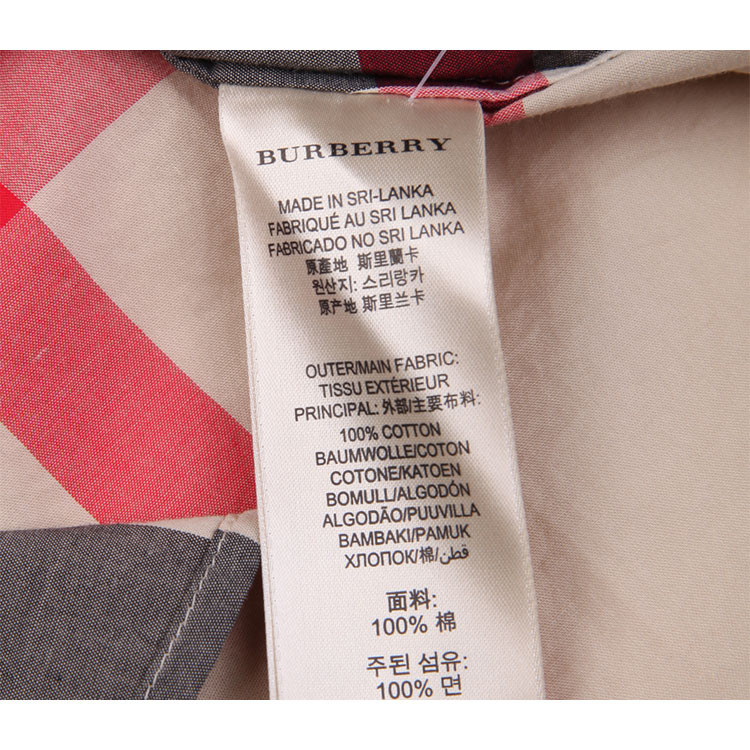 burberry/博柏利brit纯棉半门襟格纹七分袖女士衬衫