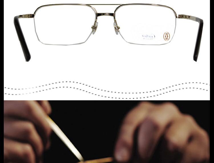 cartier/卡地亚 双梁镀金男式光学镜架眼镜t8100933