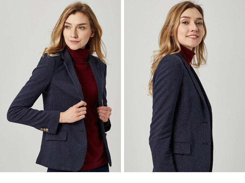 gant/甘特 女士西服 2018秋冬新品 女士人字纹商务休闲西装短款西服