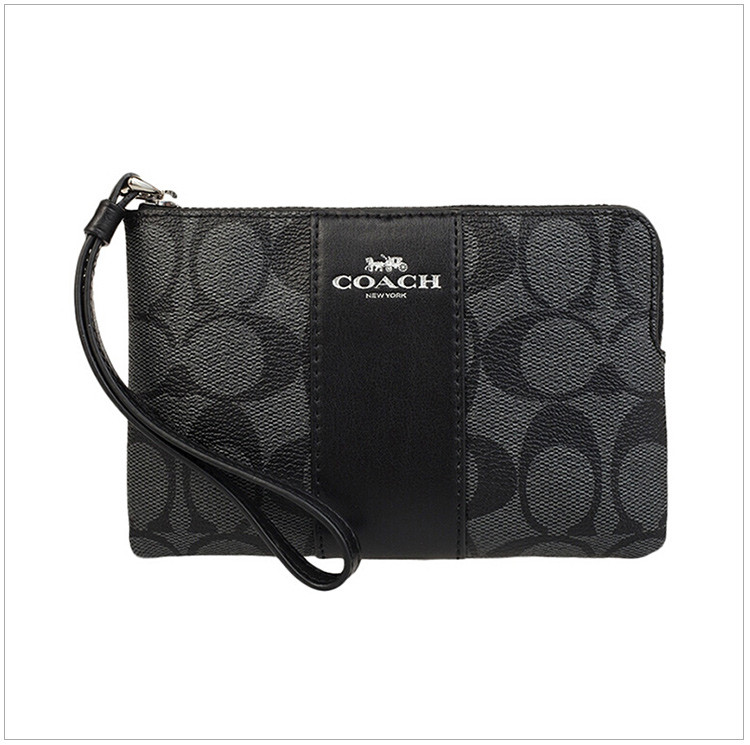 coach/蔻驰 18新品 女士pvc/配皮拼色经典c纹印花手拿包
