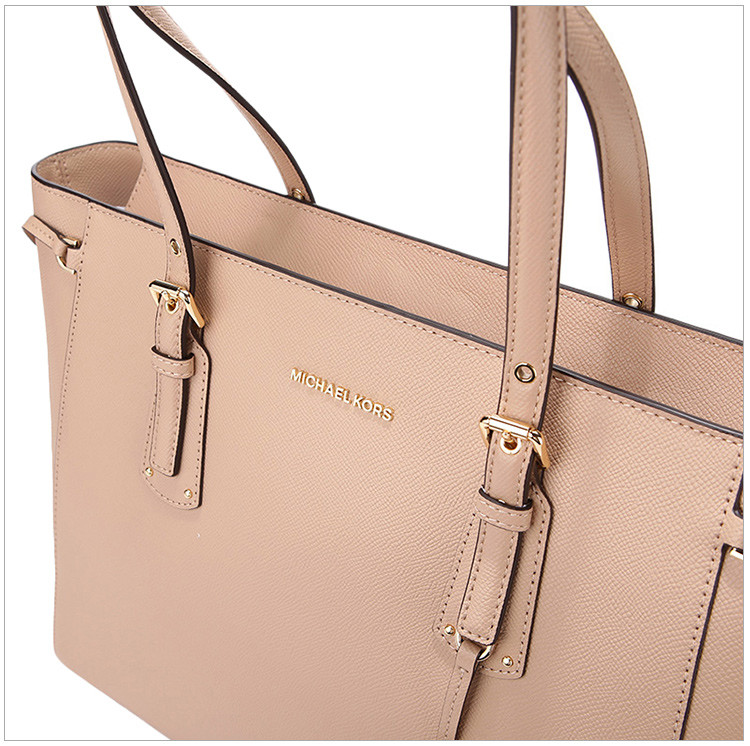 【现货】michaelkors/迈克·科尔斯女士浅驼色皮革mk标识皮质时尚手提