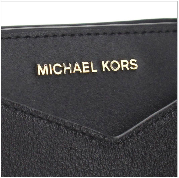 michaelkors/迈克·科尔斯whitney系列女士黑色皮质金属logo徽标手提