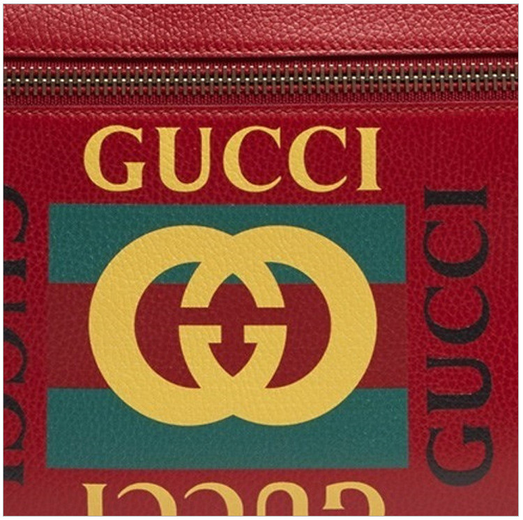 【国内现货】gucci/古驰 男士红色牛皮彩色logo印花双拉链单肩斜挎包