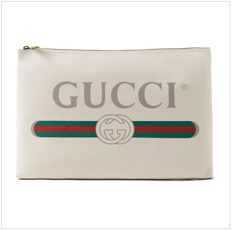 【国内现货】gucci/古驰 男女同款小牛皮logo标识时尚休闲青年手拿包