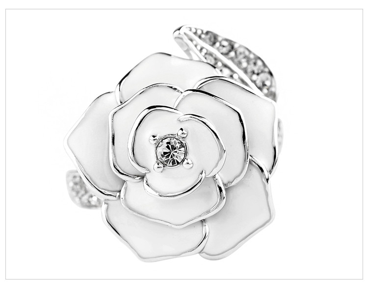 juju palais royal/juju palais royal 925银 玫瑰 时尚水钻珐琅戒指