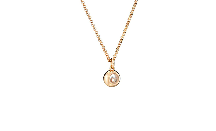 chopard/萧邦女士 happy curves系列 女士金色圆形项链 吊坠中镶嵌