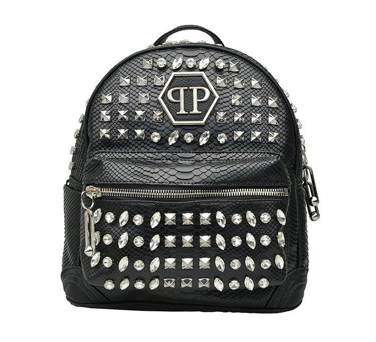 philipp plein/菲利普·普兰时尚个性潮流柳钉中性款式pvc双肩包