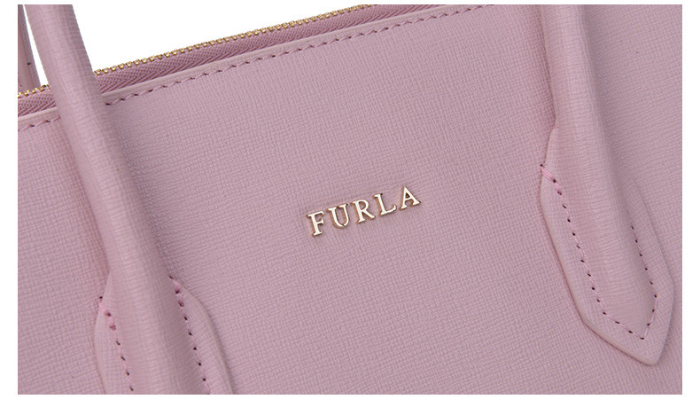 furla/芙拉 女士皮质经典大气纯色字母logo斜挎手提包 粉红色