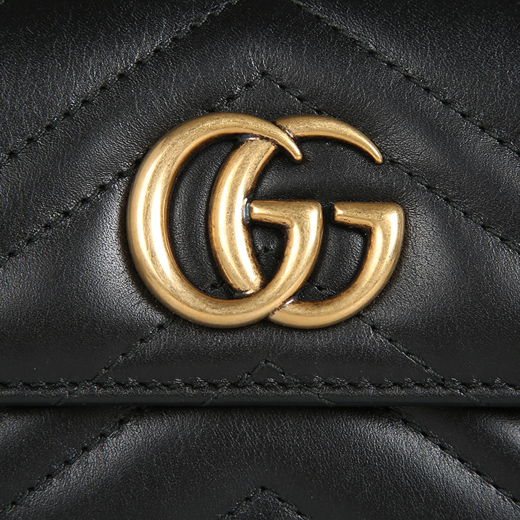 gucci/古驰ggmarmont金属logo绗缝女士牛皮短款钱包474802drw1t