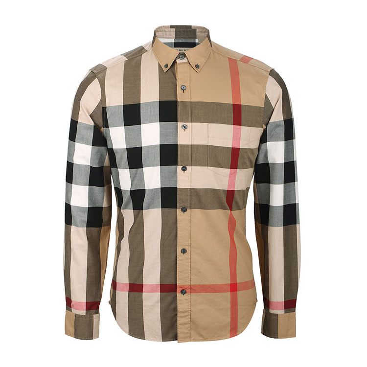 Burberry衬衫,burberry衬衫真假辨别 burberry/博柏利 经典格纹棉质长袖衬衫 男士衬衫 4008385